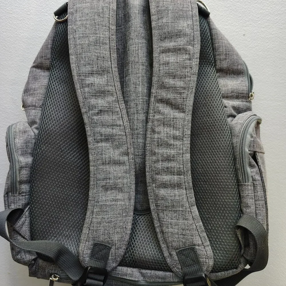 CoolBELL Diaper Bag Backpack Gray Insulated Bottle Pockets Travel Baby Carry On